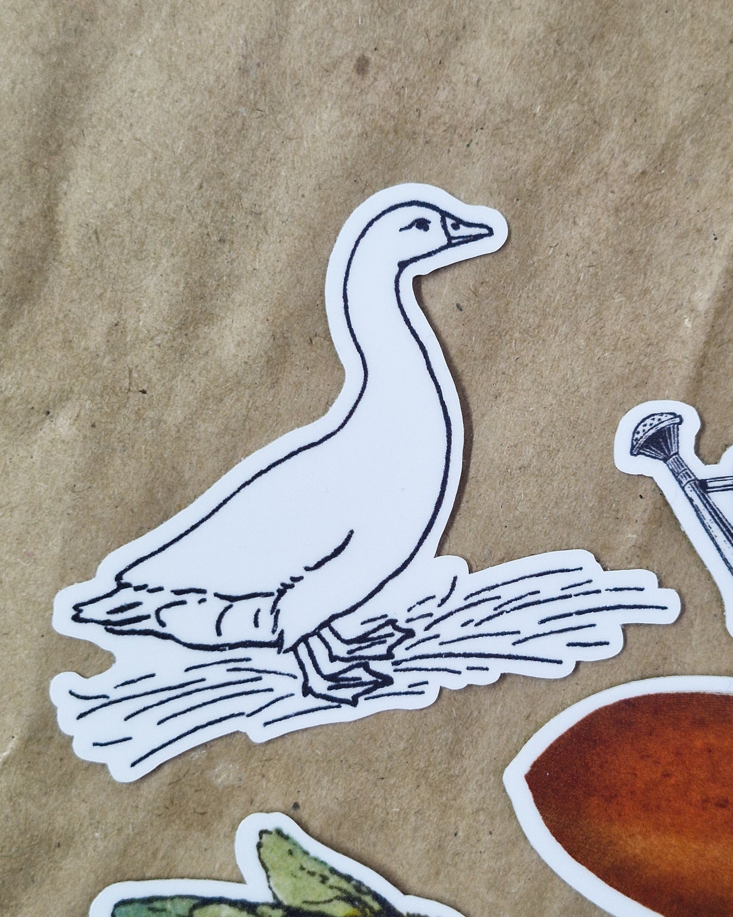 Vintage White Duck Vinyl Sticker
