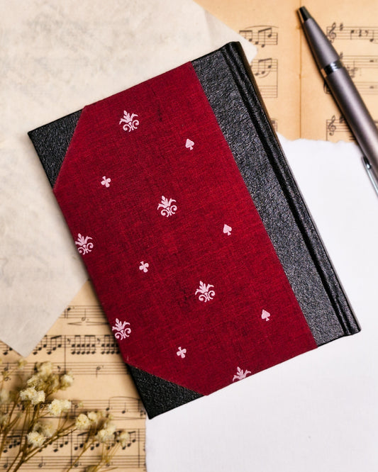 Rounded Fabric Half-Bound Journal - Red Speakeasy