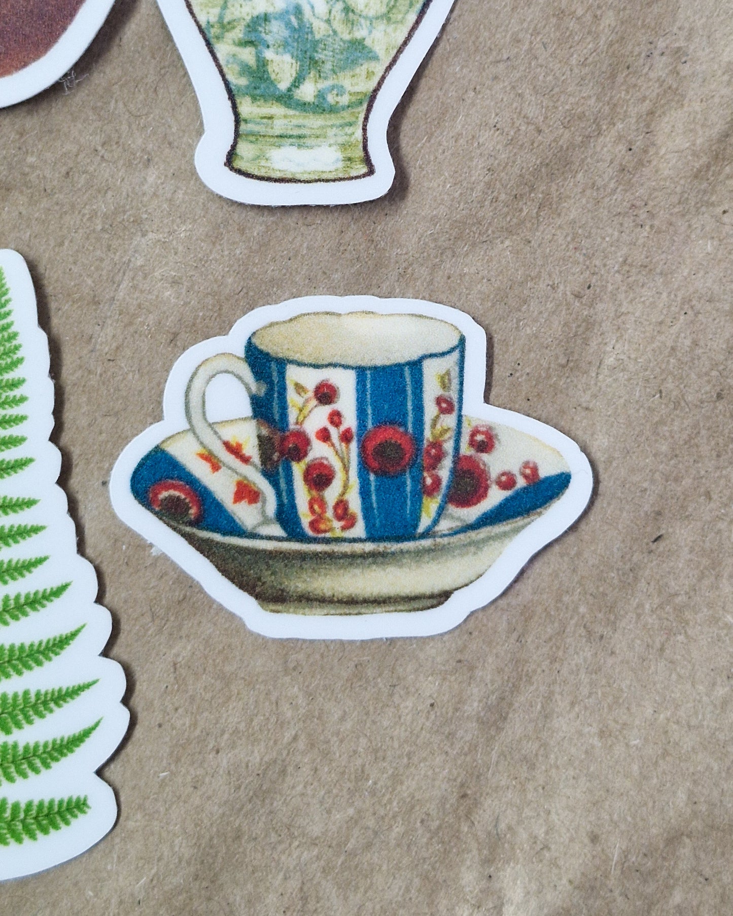 Vintage Tea Cup & Saucer Vinyl Sticker