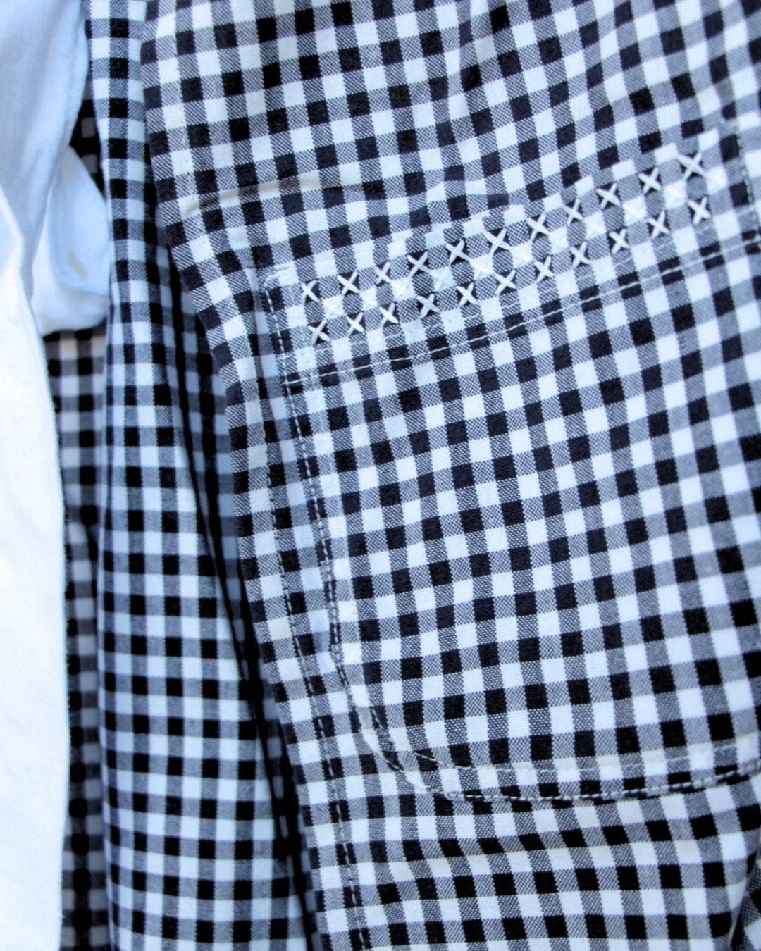 Gathered Half Apron with Keyhole Detail - Blue Gingham