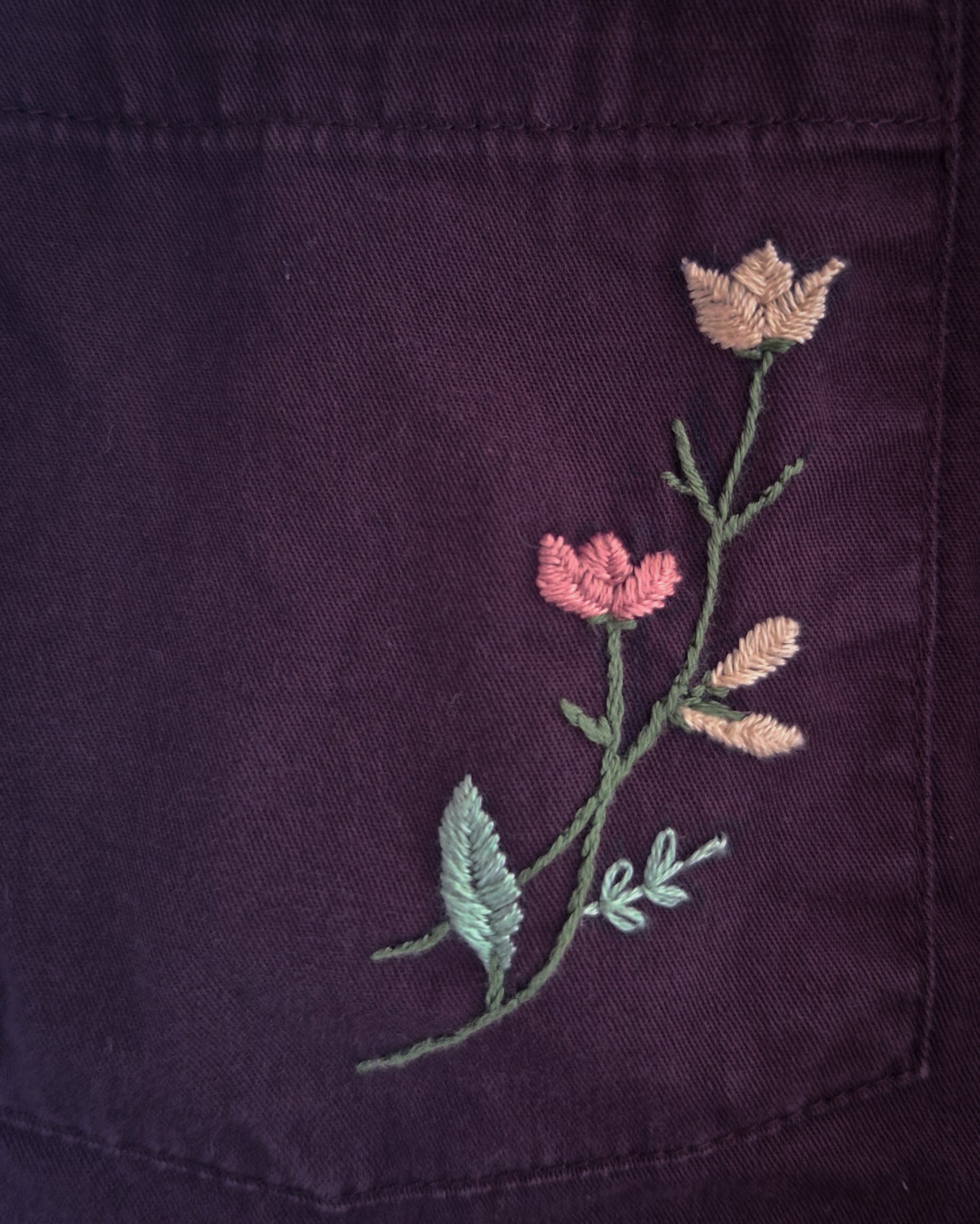 Hand Embroidered Child's Pinafore Apron with Matching Napkin- Burgundy