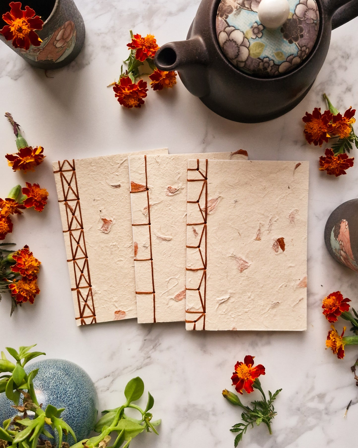 Handmade Natural Inclusion Notebook - Marigold