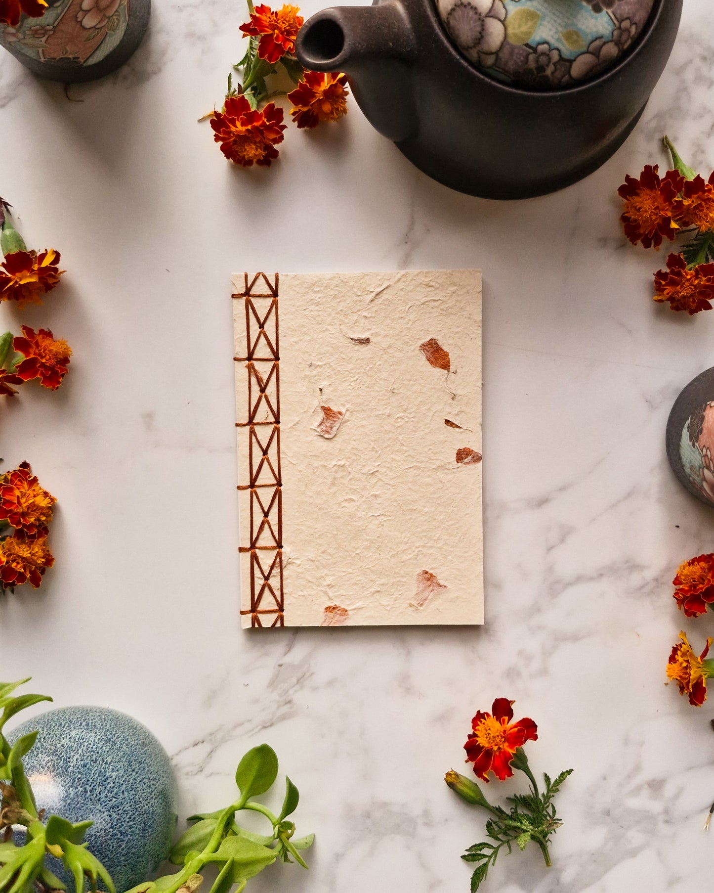 Handmade Natural Inclusion Notebook - Marigold