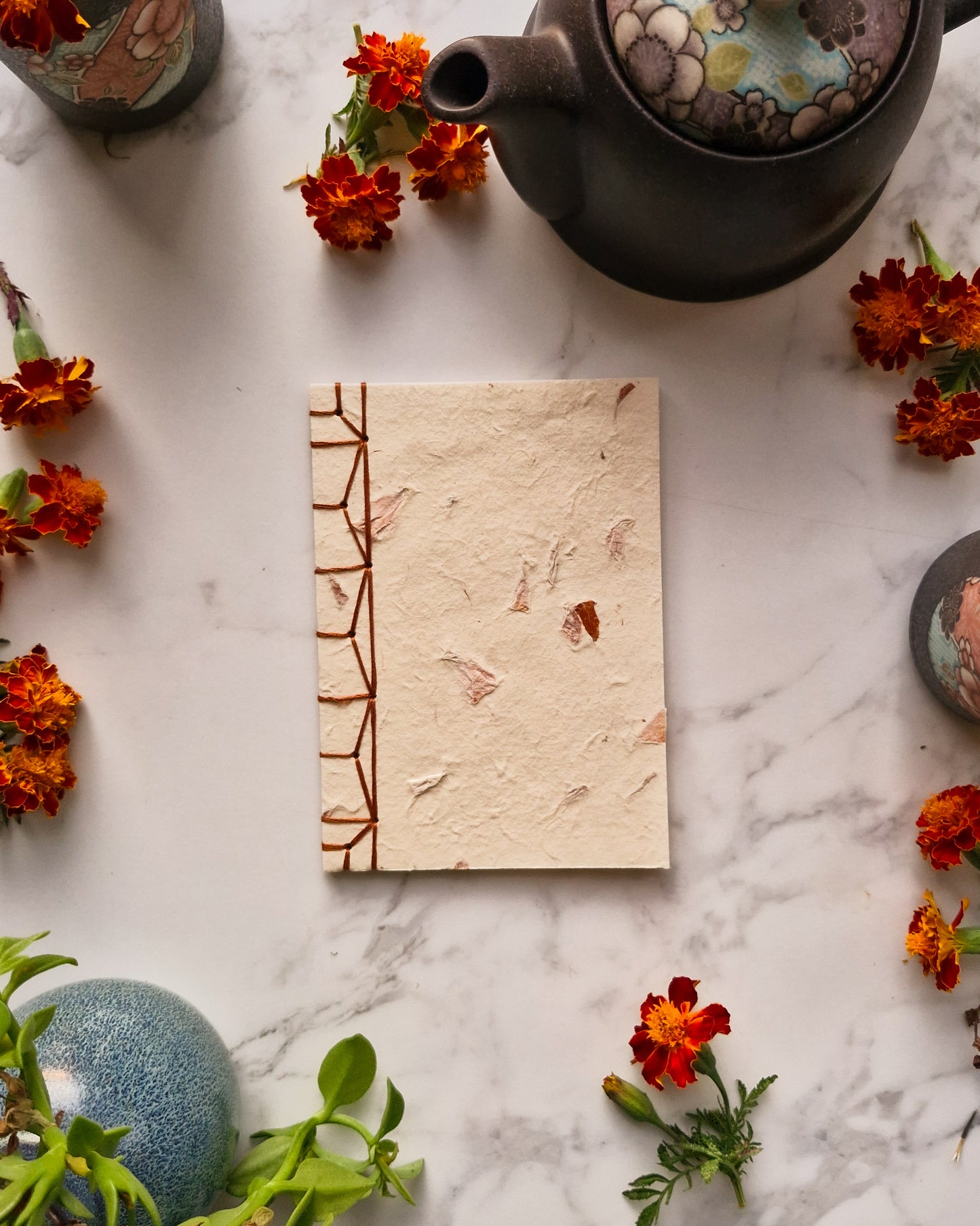 Handmade Natural Inclusion Notebook - Marigold