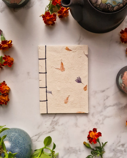 Handmade Natural Inclusion Notebook - Marigold & Cornflower