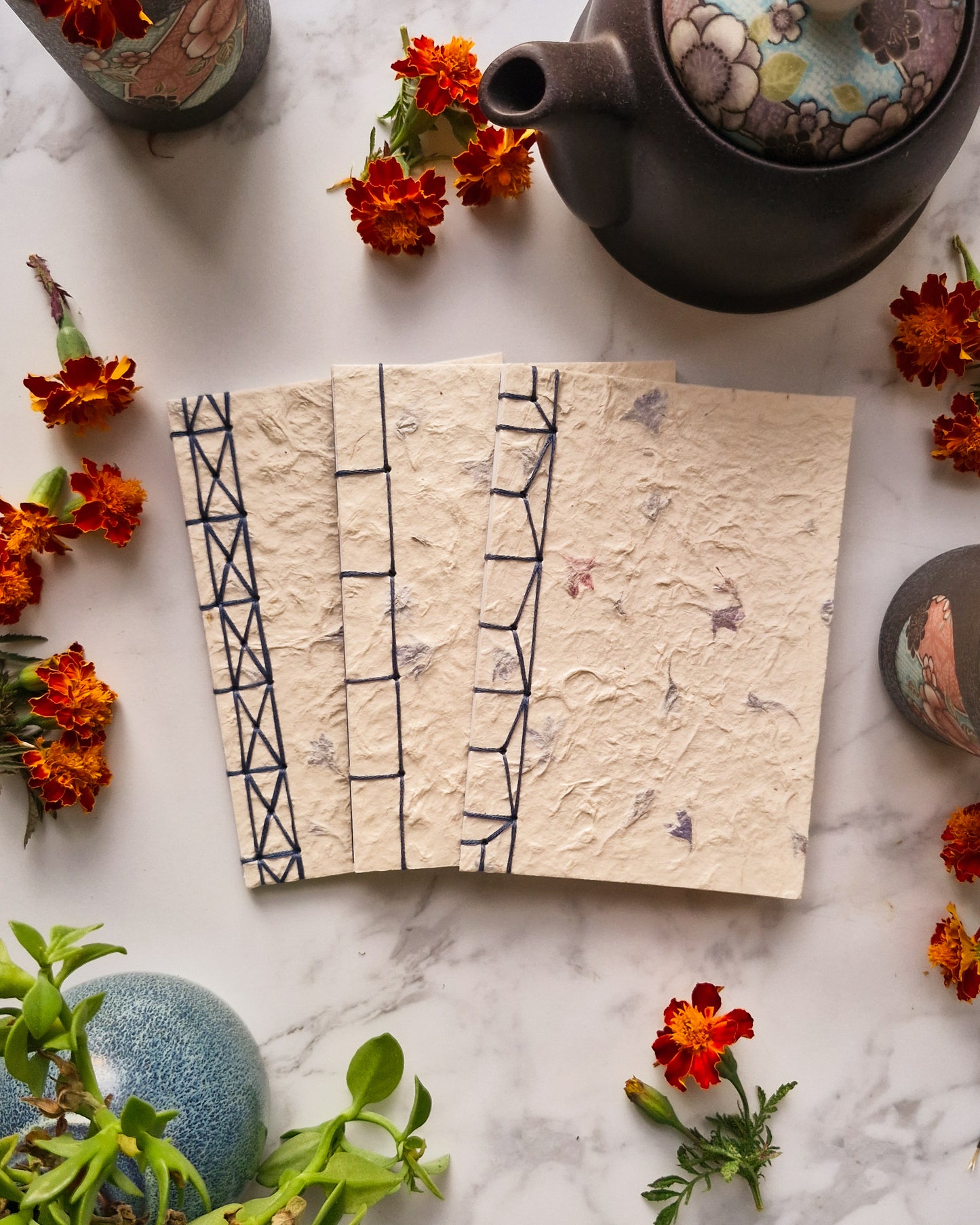Handmade Natural Inclusion Notebook - Cornflower