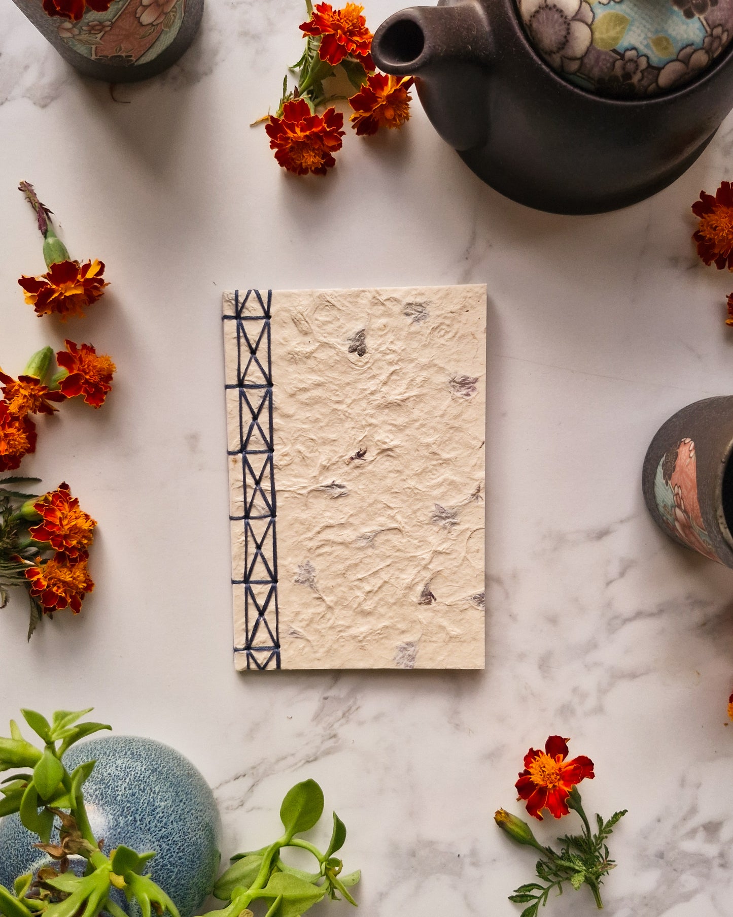 Handmade Natural Inclusion Notebook - Cornflower