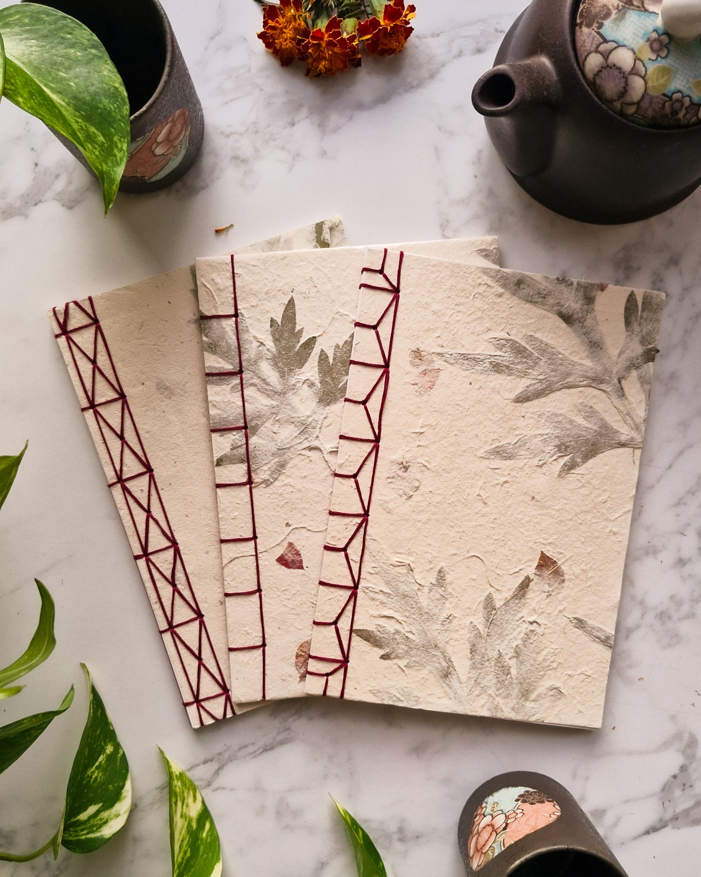 Handmade Natural Inclusion Notebook - Bogainvillea