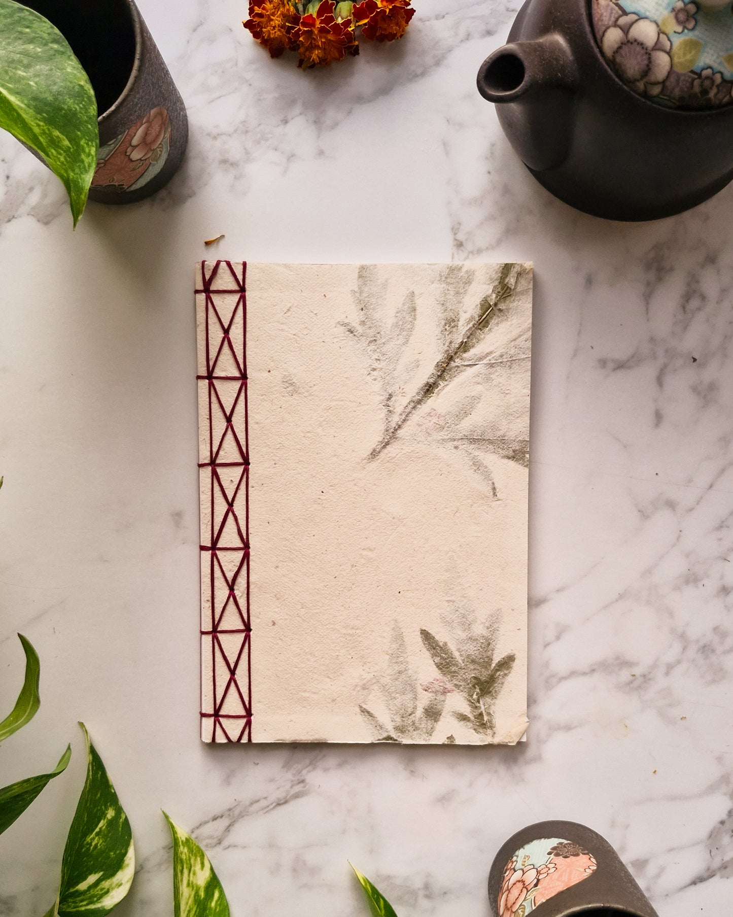 Handmade Natural Inclusion Notebook - Bogainvillea
