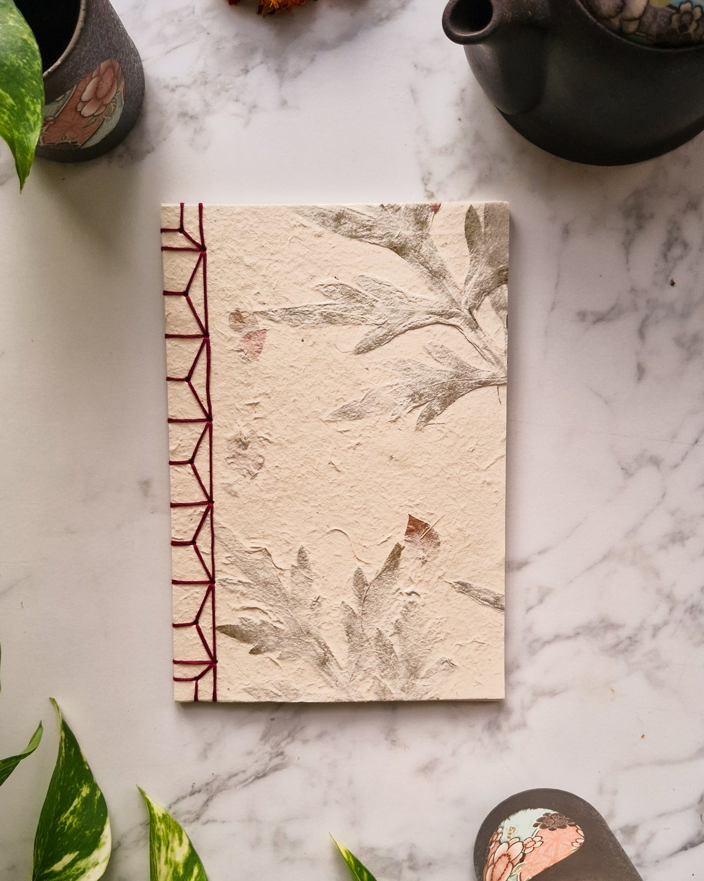 Handmade Natural Inclusion Notebook - Bogainvillea