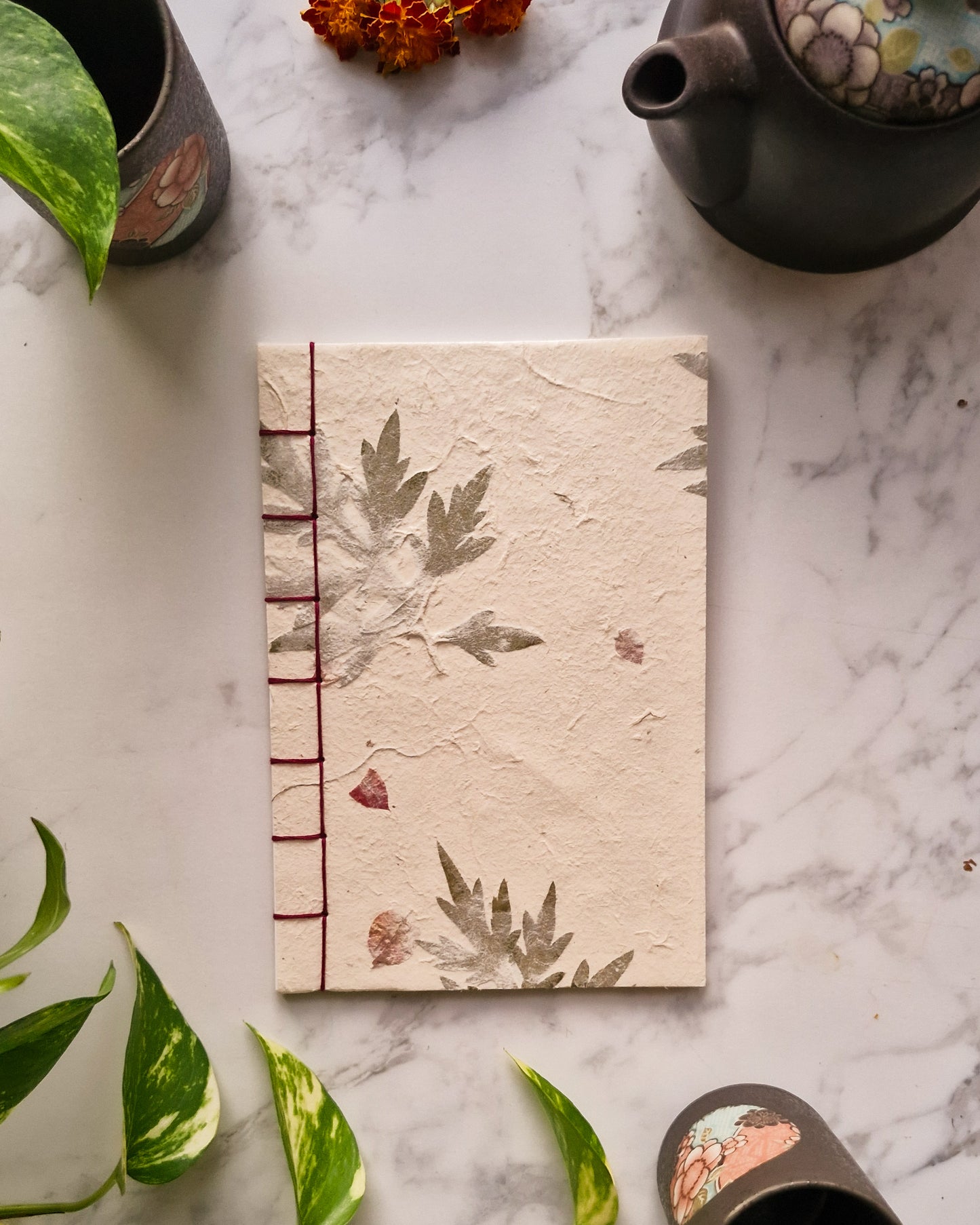 Handmade Natural Inclusion Notebook - Bogainvillea