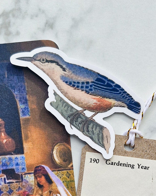 Perching Nuthatch Vinyl Sticker