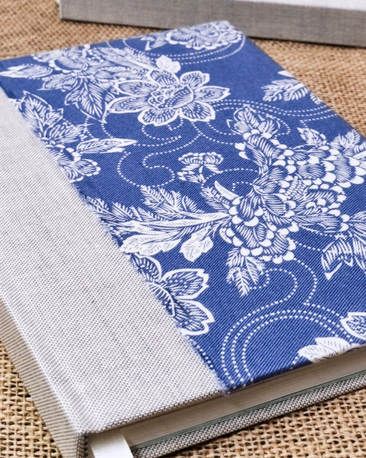 Hardback Blue Floral Upcycled Fabric Journal