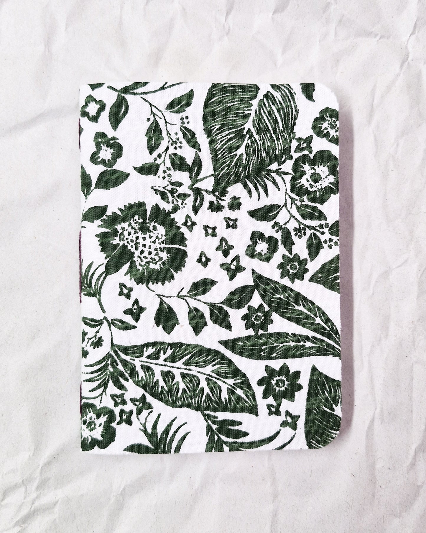 Cherry Botanica - Handmade Upcycled Fabric Pocket Notebook