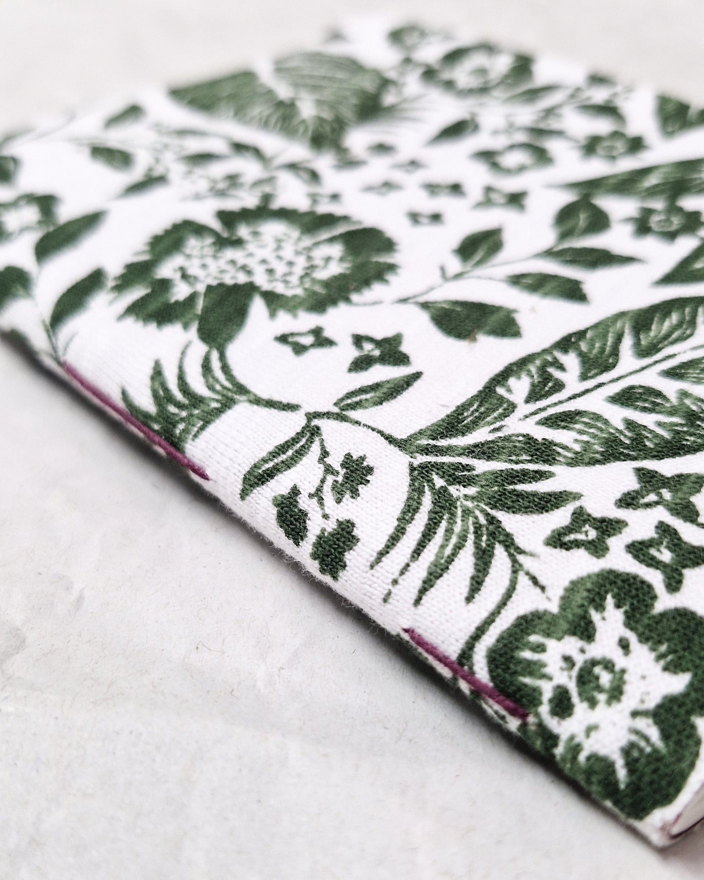 Cherry Botanica - Handmade Upcycled Fabric Pocket Notebook