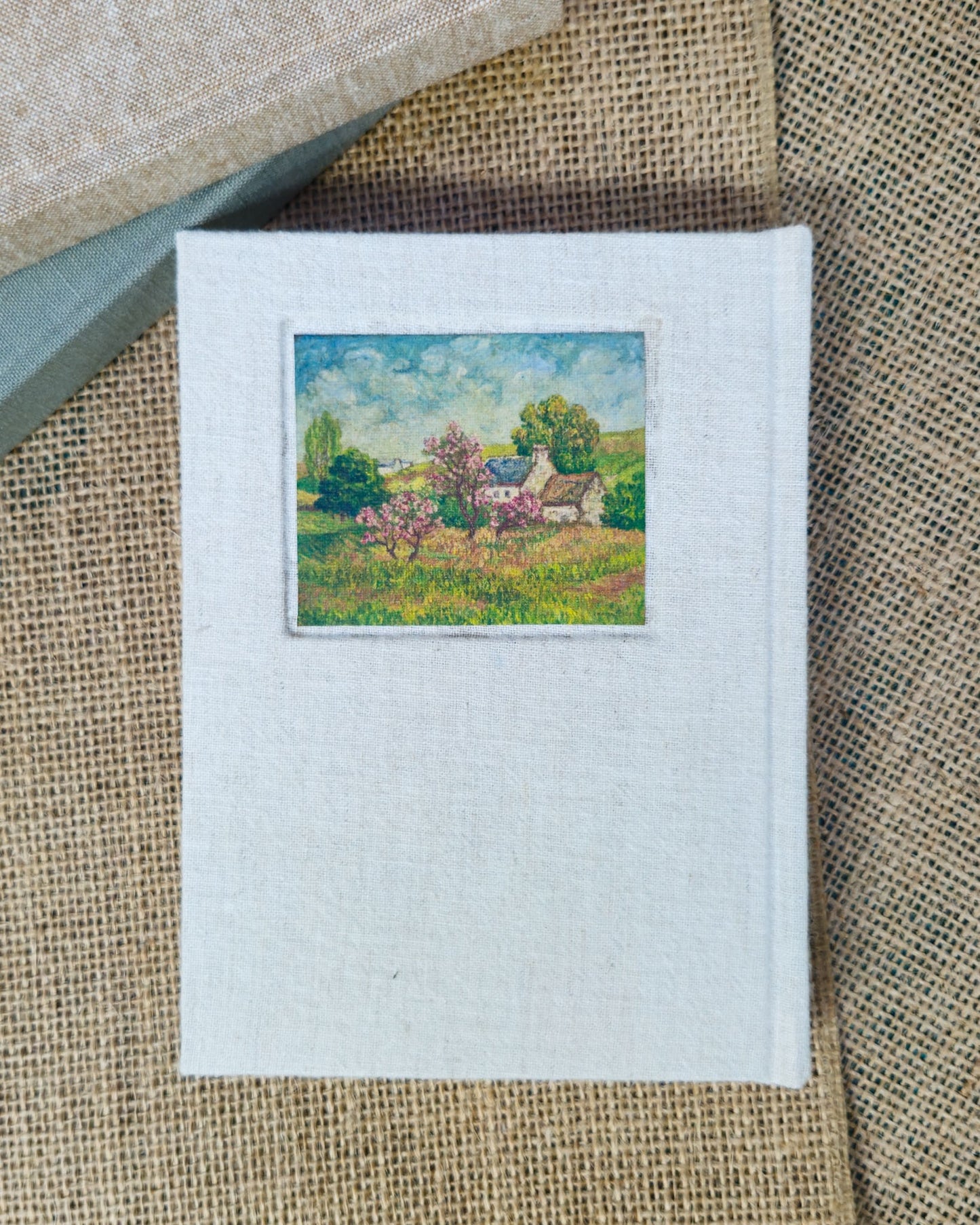 Left-handed Mini Journal - Fabric Bound Vintage Landscape
