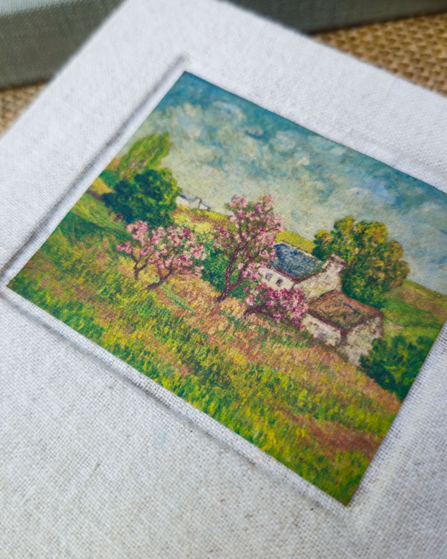 Left-handed Mini Journal - Fabric Bound Vintage Landscape