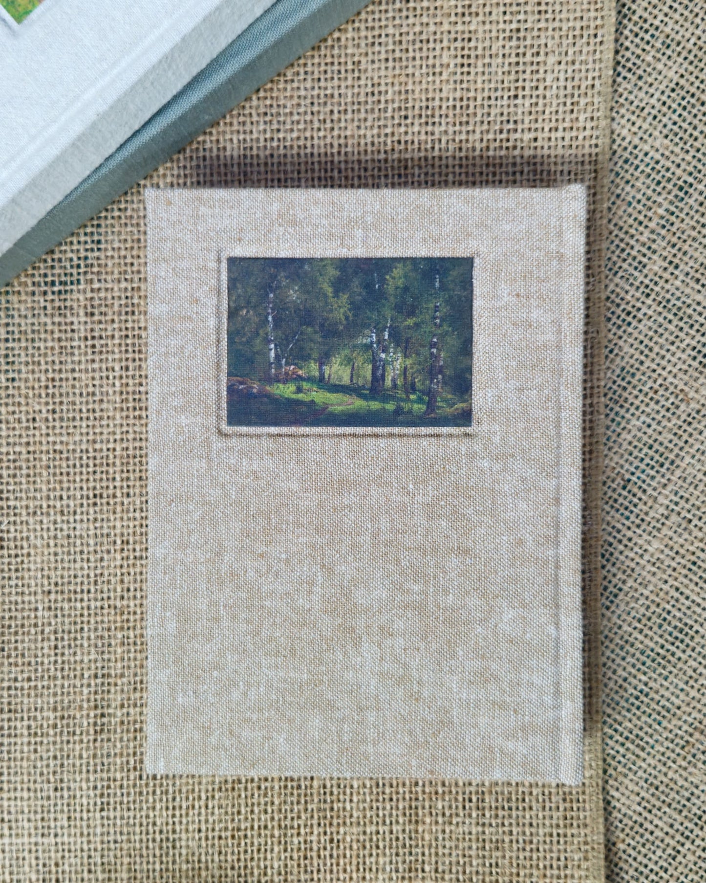 Left-handed Mini Journal - Fabric Bound Vintage Landscape