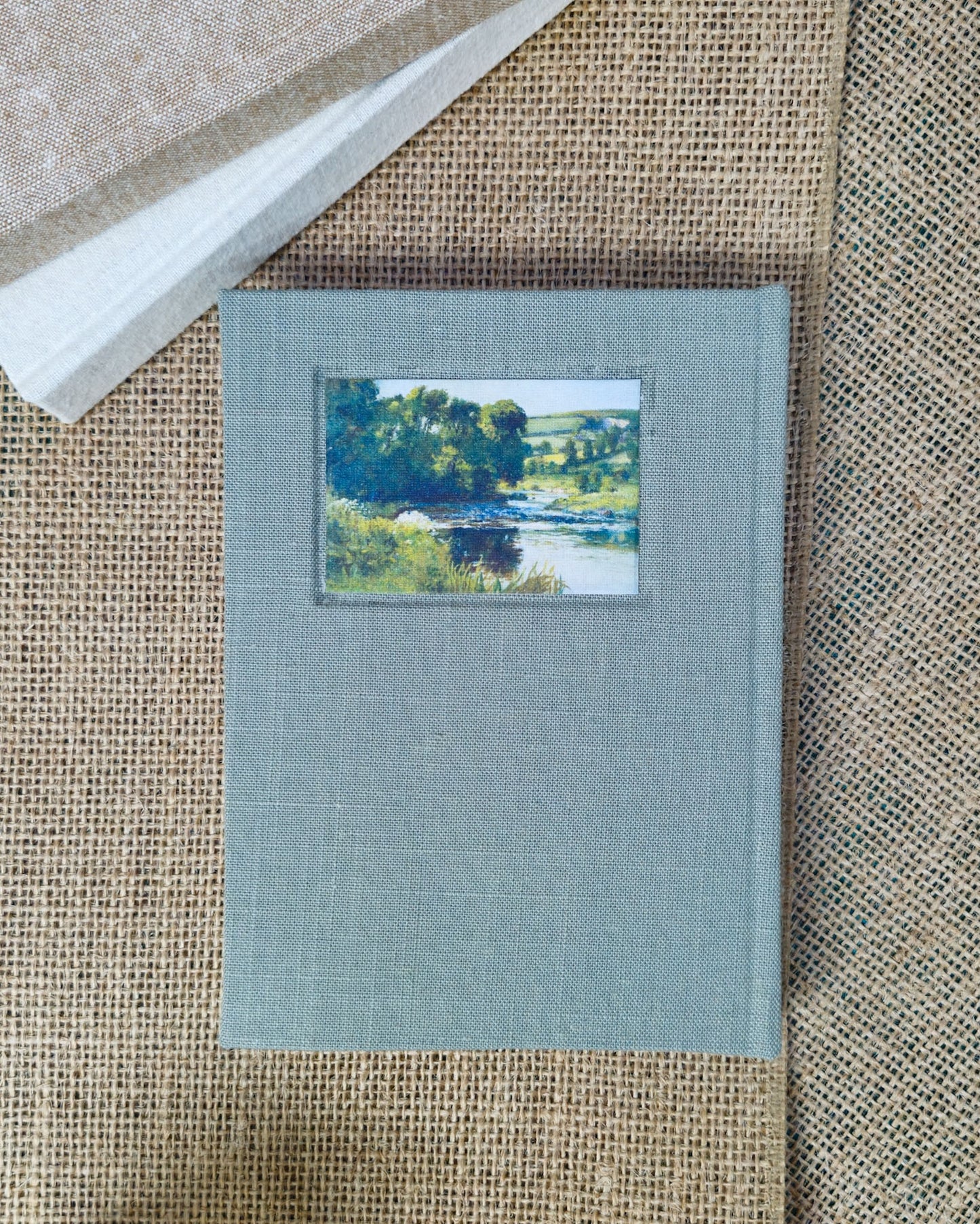 Left-handed Mini Journal - Fabric Bound Vintage Landscape