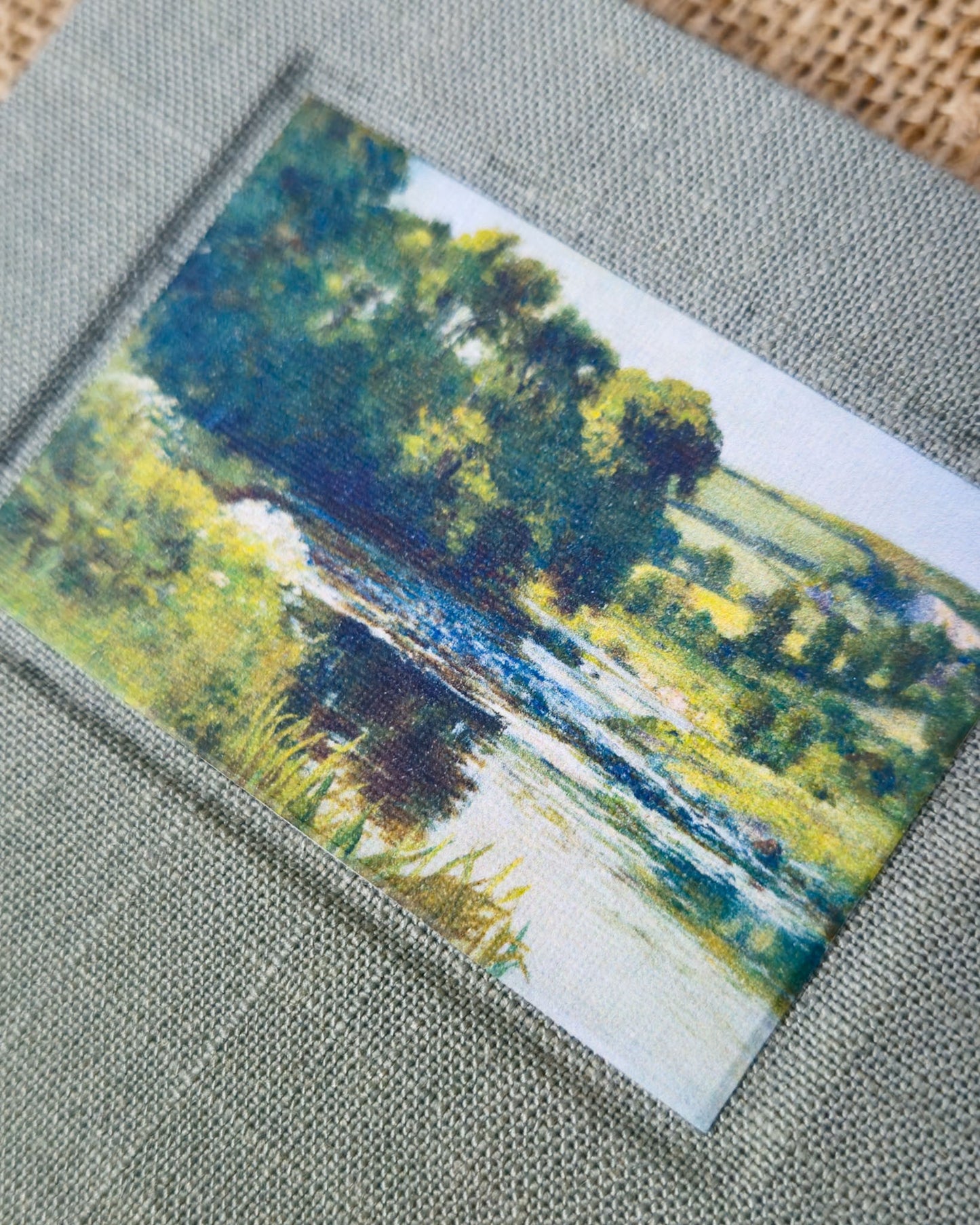 Left-handed Mini Journal - Fabric Bound Vintage Landscape