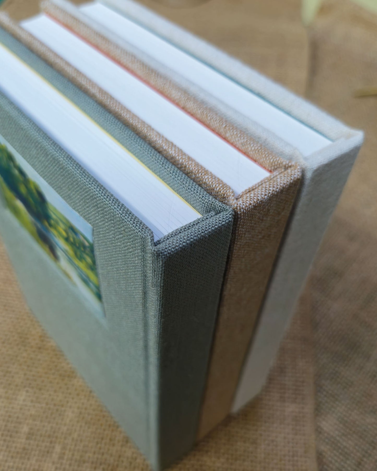 Left-handed Mini Journal - Fabric Bound Vintage Landscape