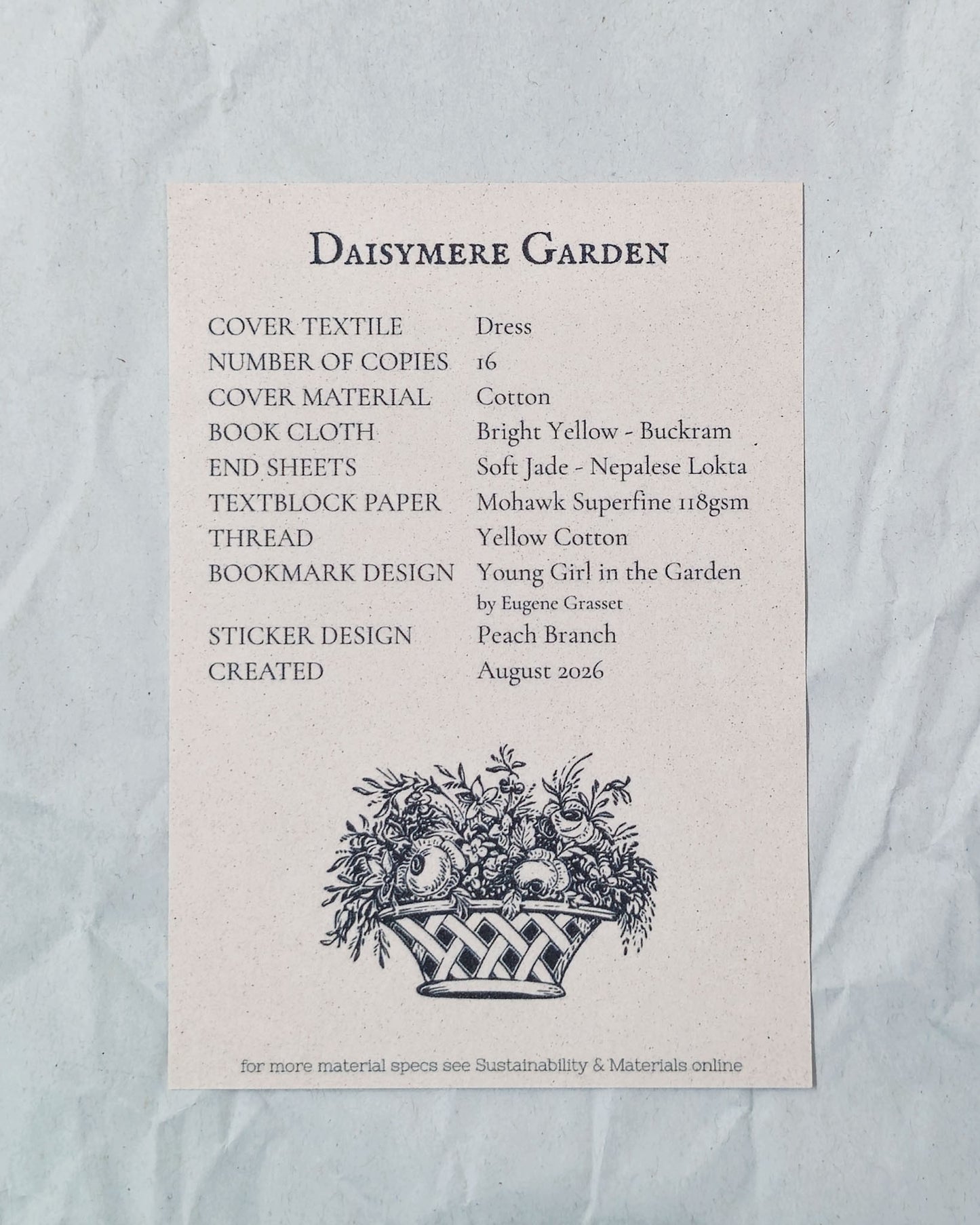 Daisymere Garden - Handmade Upcycled Fabric Pocket Notebook
