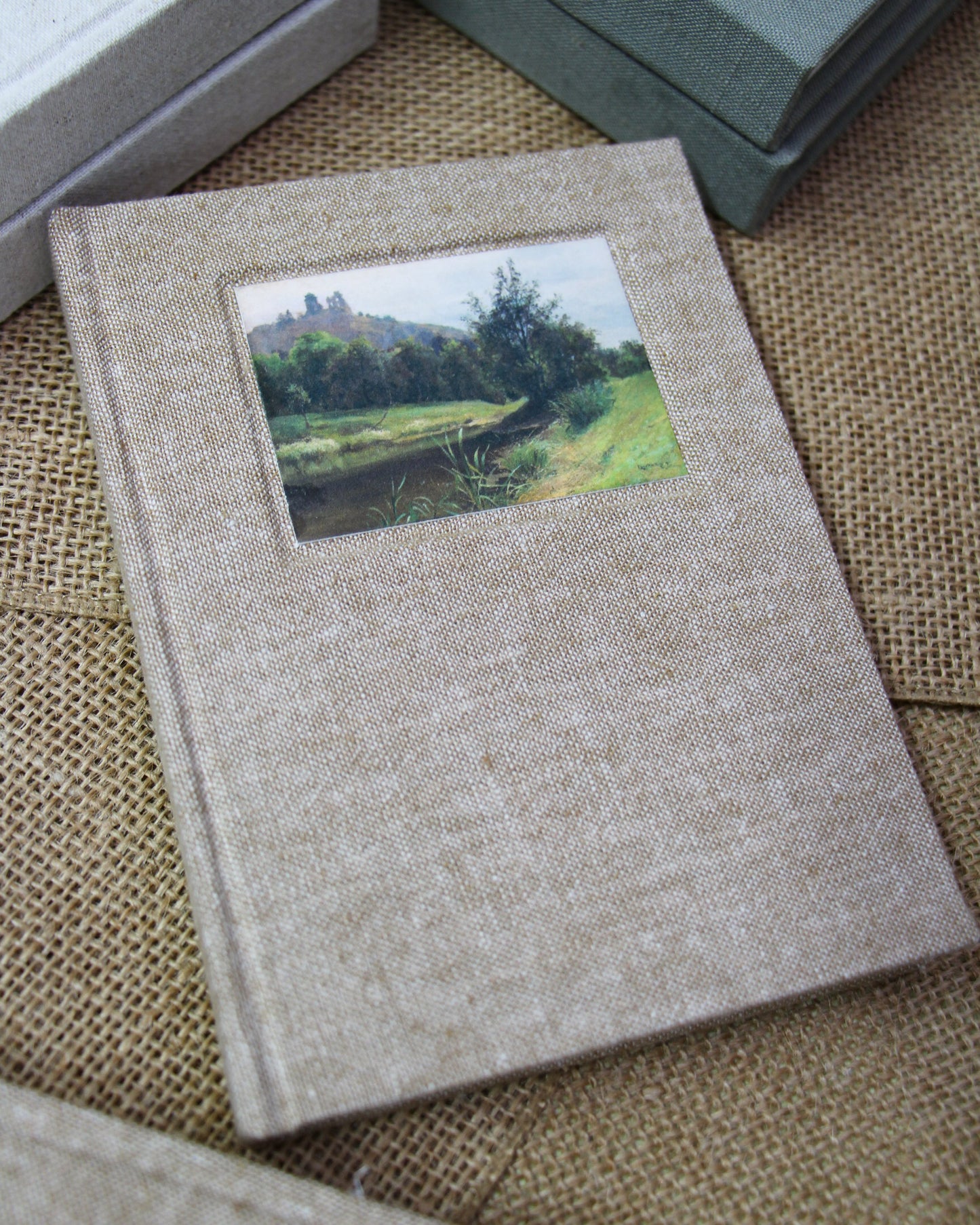 Mini Journal - Fabric Bound Vintage Landscape - Sepia