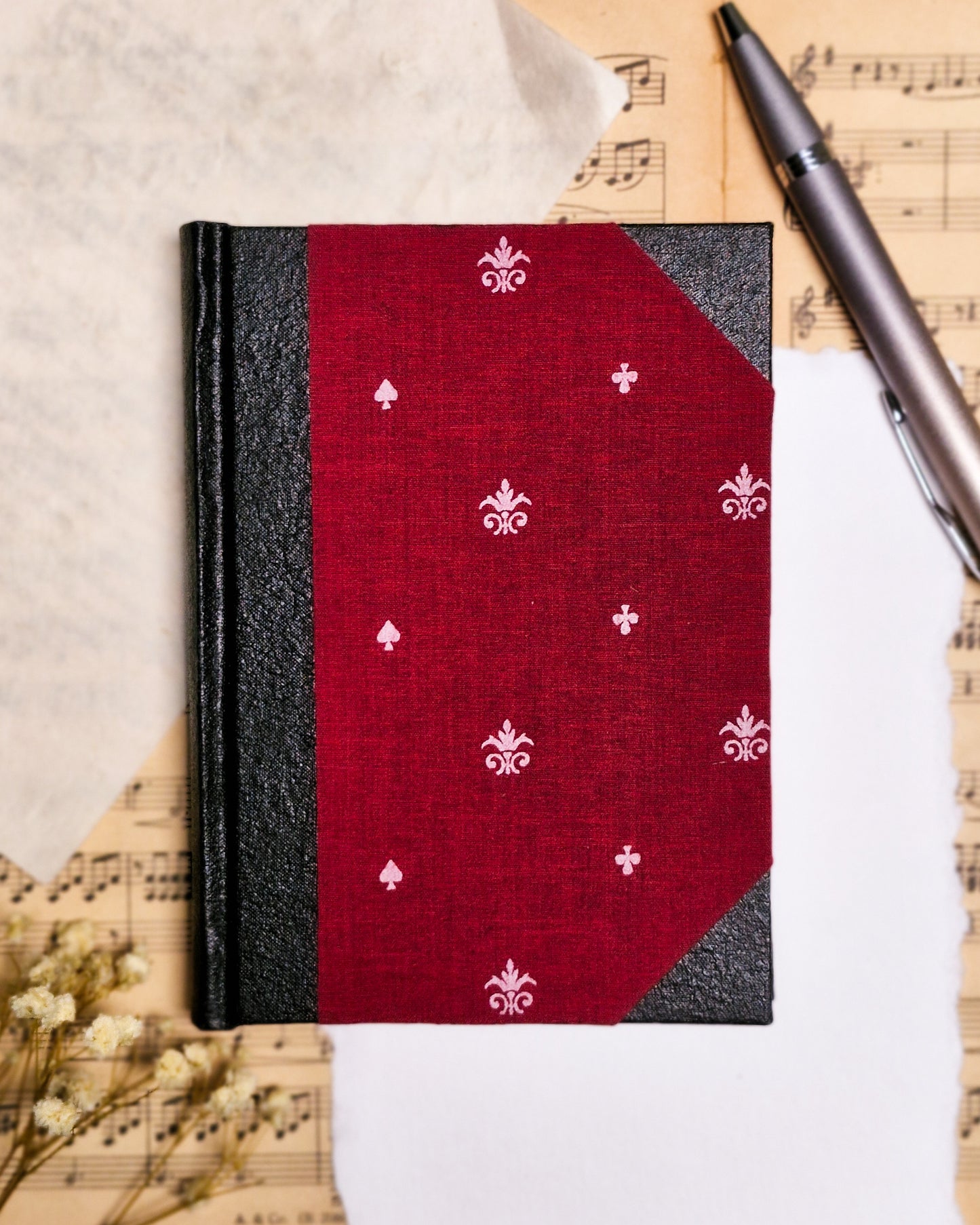 Rounded Fabric Half-Bound Journal - Red Speakeasy