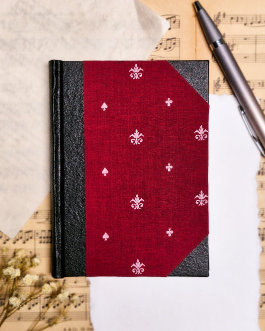 Rounded Fabric Half-Bound Journal - Red Speakeasy