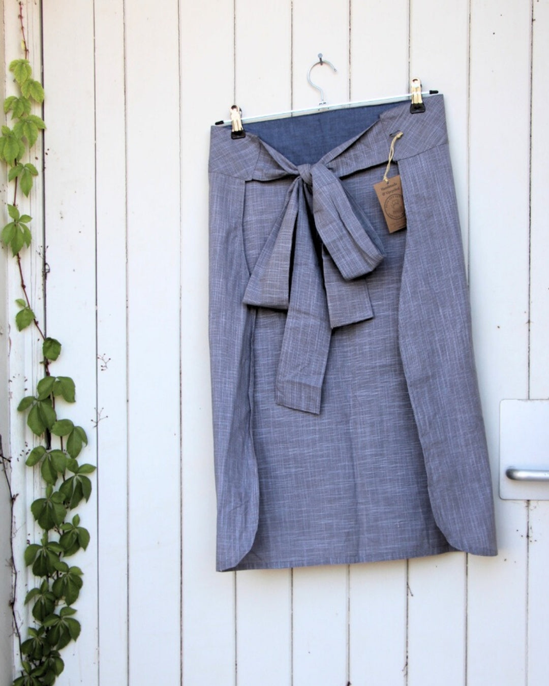 Farmhouse Style Half Apron - Grey Striped
