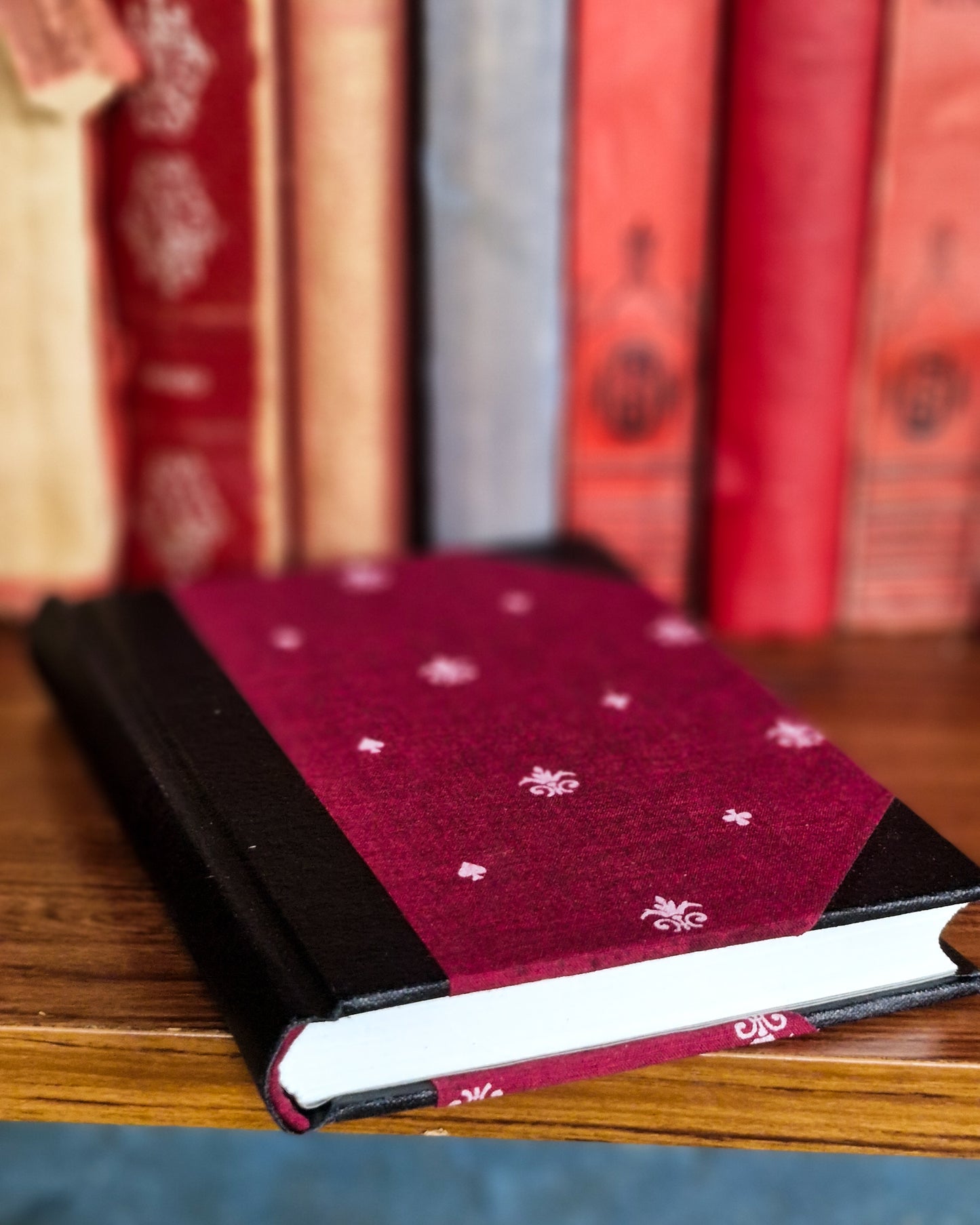 Rounded Fabric Half-Bound Journal - Red Speakeasy