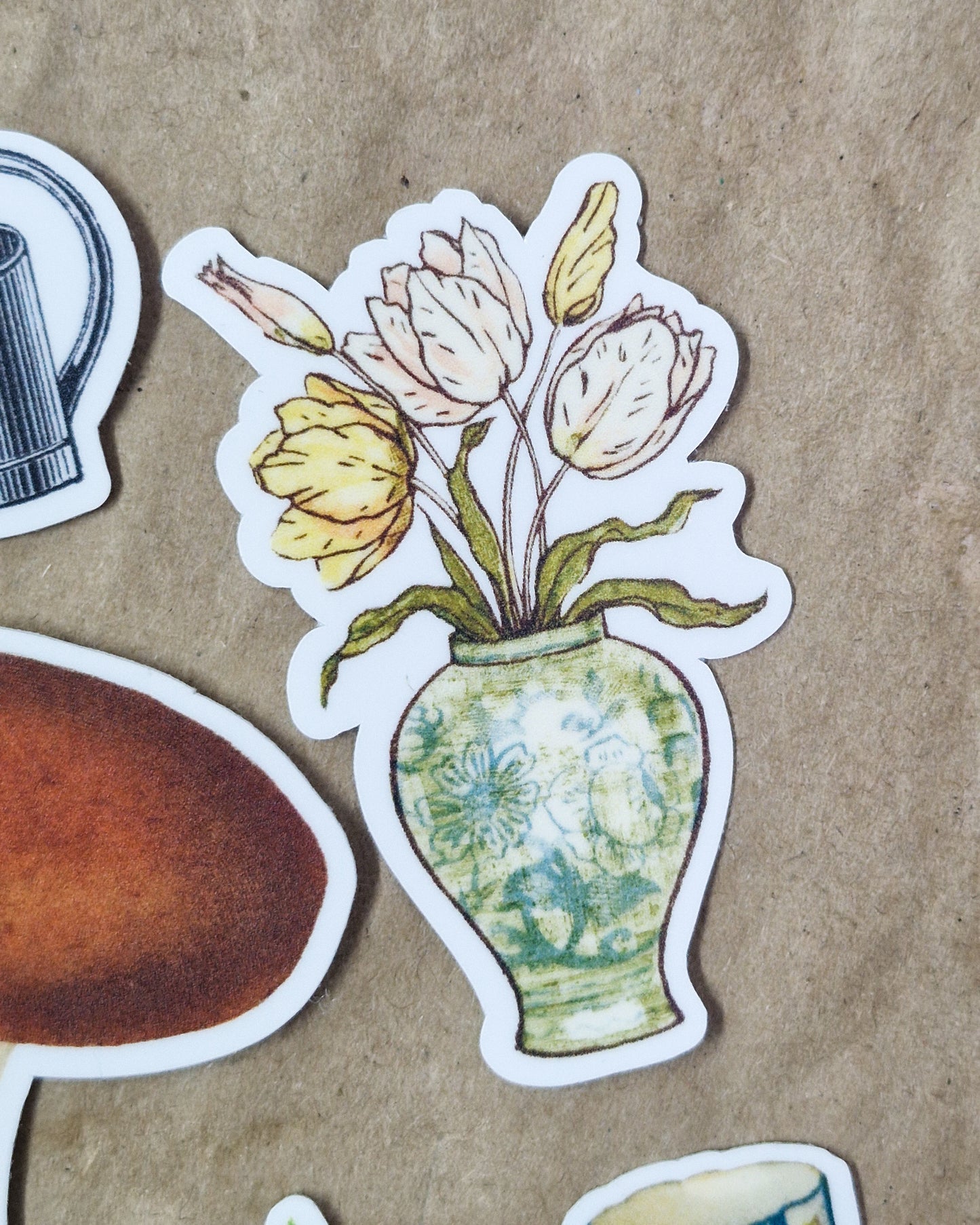 Vintage Tulips in Vase Vinyl Sticker