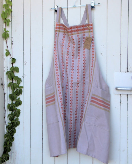 Japanese Style Crossback Apron - Beige and Multicolour