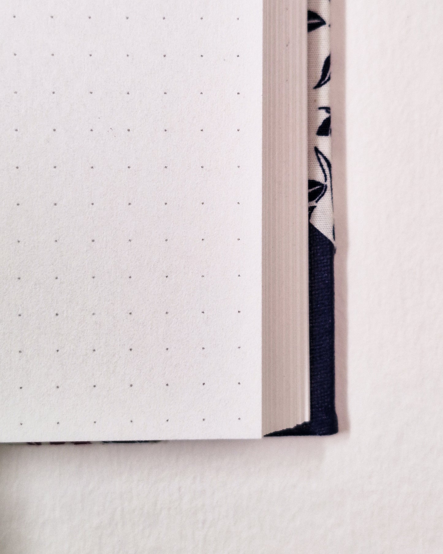 Rounded Fabric Half-Bound Journal - Navy Magnolia